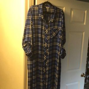 Flowy button down over blouse